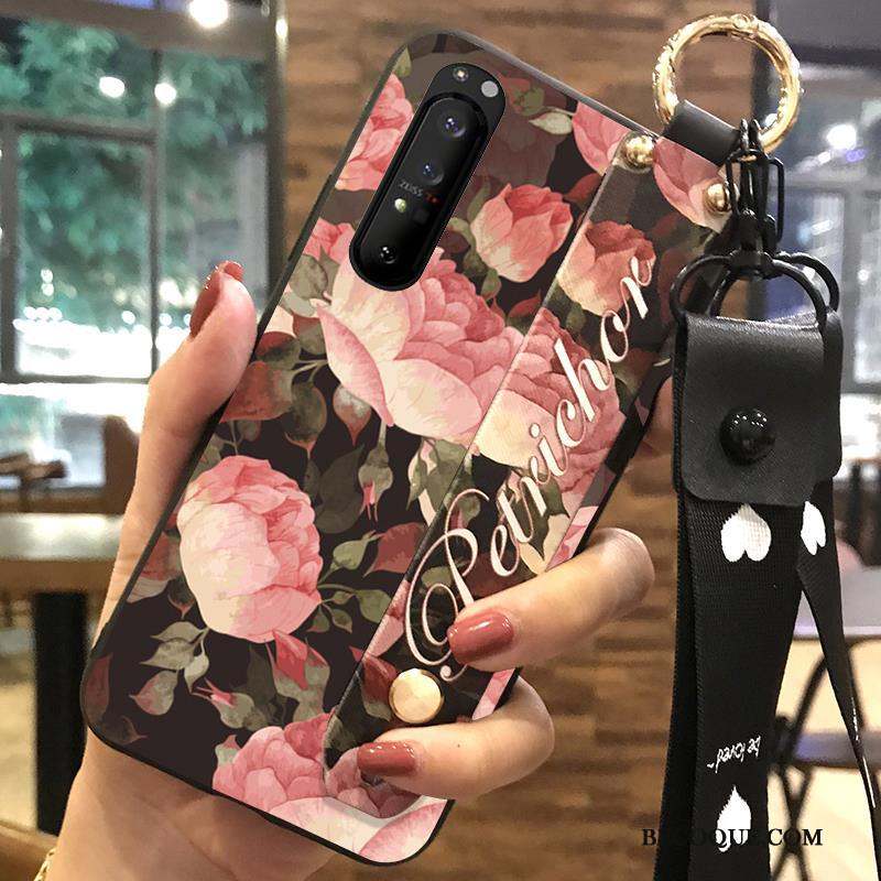 Sony Xperia 1 Ii Coque Rose Créatif Fleur Frais Fluide Doux Ornements Suspendus