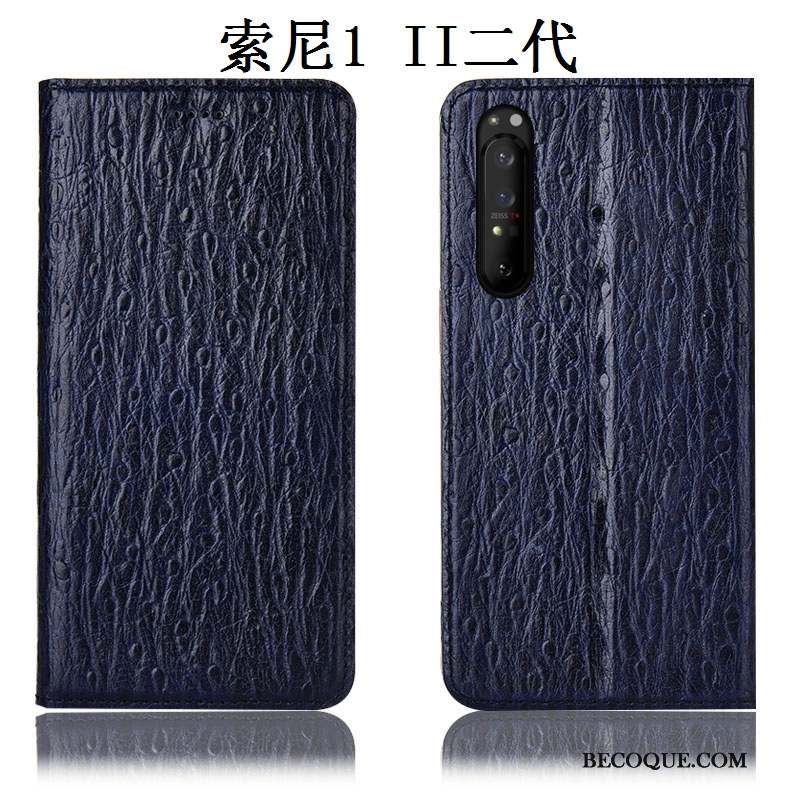 Sony Xperia 1 Ii Protection Cuir Véritable Noir Étui Housse Coque De Téléphone