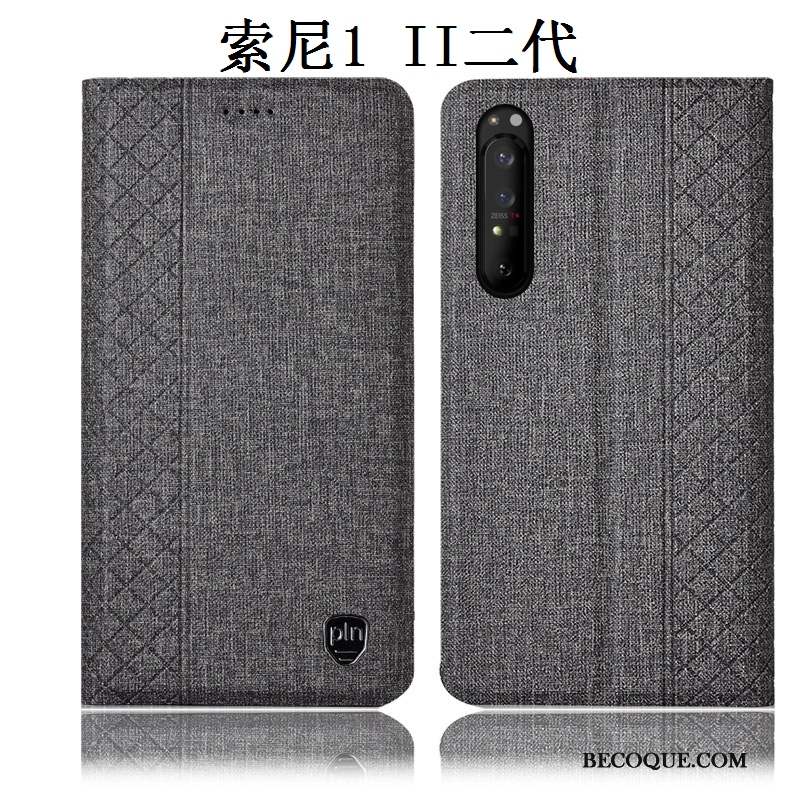 Sony Xperia 1 Ii Étui Lin Incassable Bleu Marin Coque De Téléphone Tout Compris