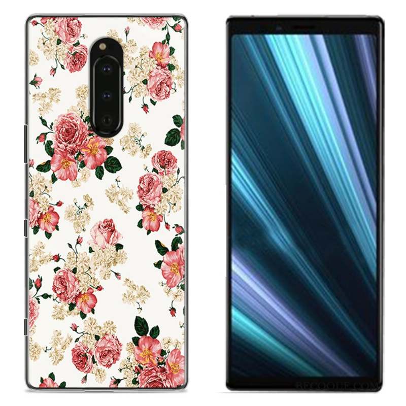 Sony Xperia 1 Rose Tissu Coque De Téléphone Peinture Protection