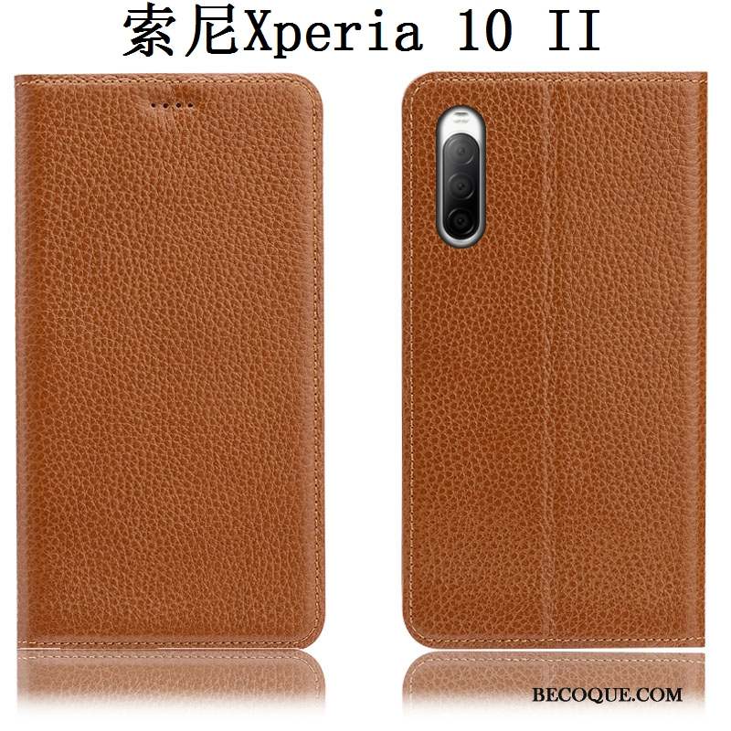 Sony Xperia 10 Ii Modèle Fleurie Litchi Incassable Bleu Coque De Téléphone Housse