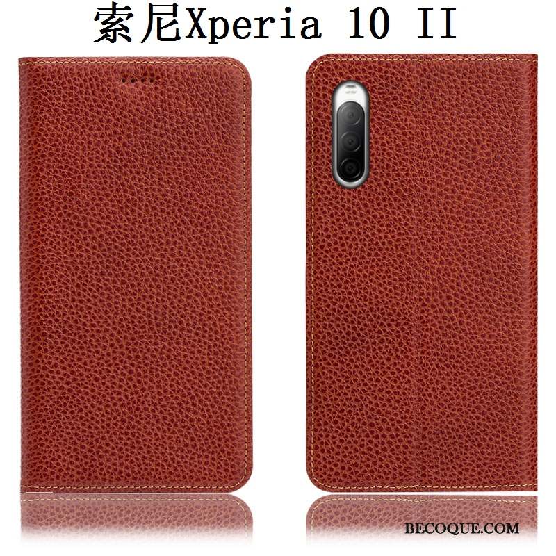 Sony Xperia 10 Ii Modèle Fleurie Litchi Incassable Bleu Coque De Téléphone Housse