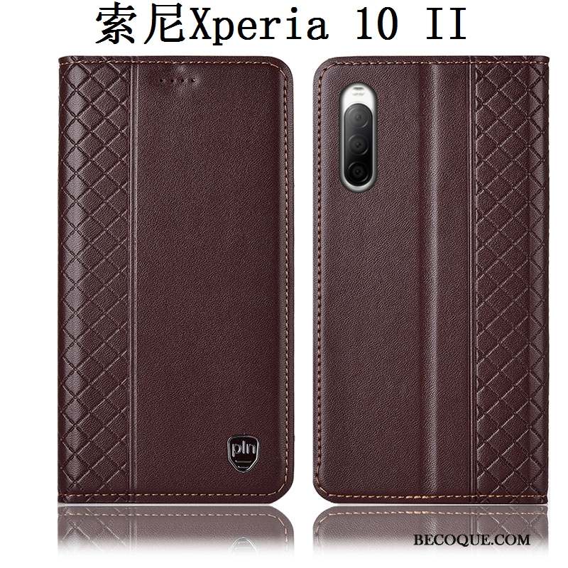 Sony Xperia 10 Ii Protection Housse Étui En Cuir Coque De Téléphone Rouge Incassable