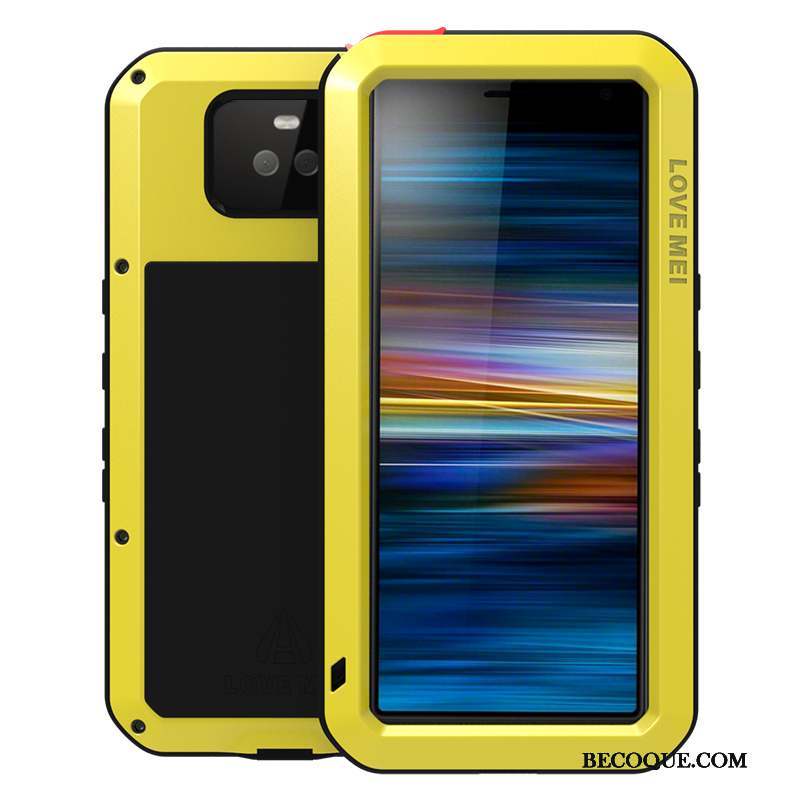 Sony Xperia 10 Plus Coque Incassable Outdoor Métal Protection Silicone Jaune