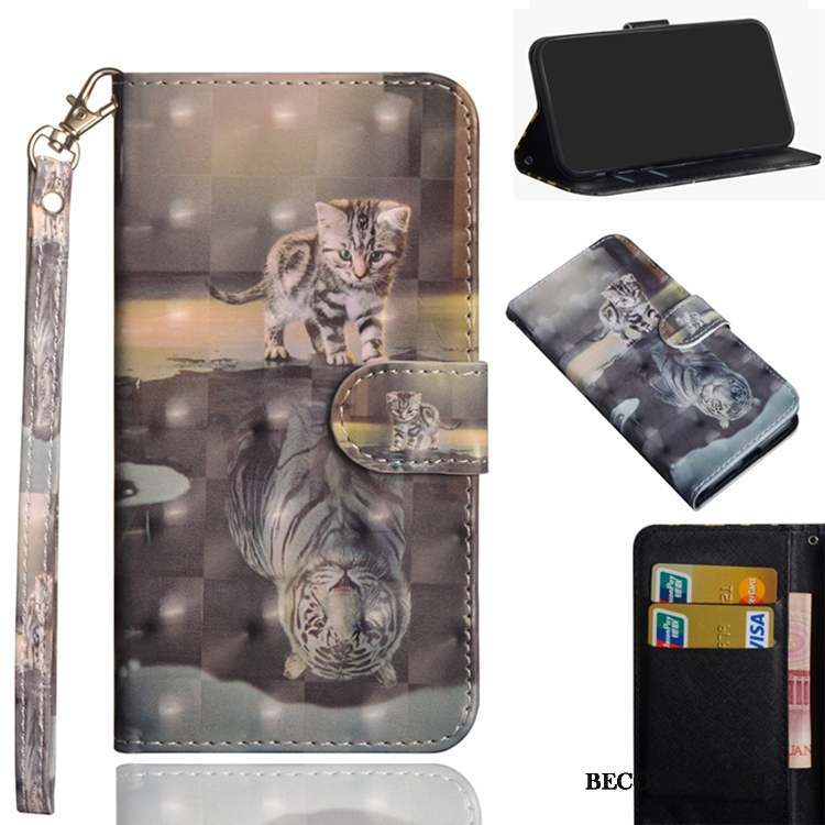 Sony Xperia 10 Plus Étui En Cuir Violet Tigre Coque De Téléphone Peinture Chat