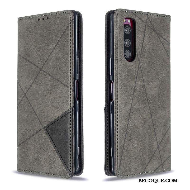 Sony Xperia 5 Coque De Téléphone Simple Étui Étui En Cuir Couleur Unie Housse