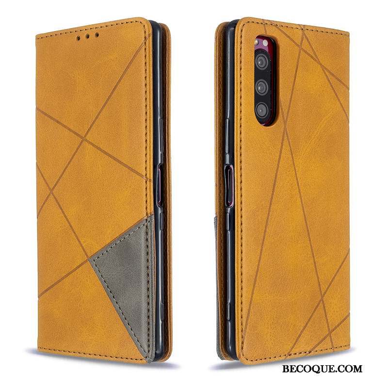 Sony Xperia 5 Coque De Téléphone Simple Étui Étui En Cuir Couleur Unie Housse