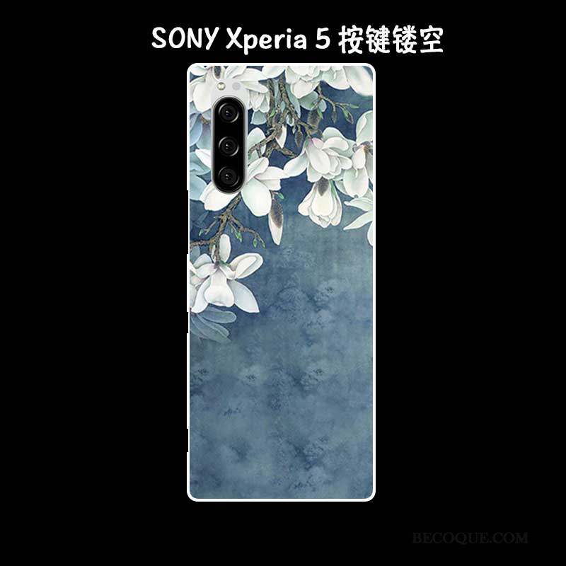 Sony Xperia 5 Coque De Téléphone Étui Fluide Doux Incassable Vintage Vert