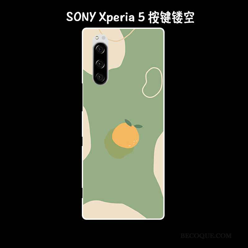 Sony Xperia 5 Coque De Téléphone Étui Fluide Doux Incassable Vintage Vert