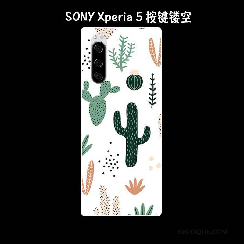 Sony Xperia 5 Coque De Téléphone Étui Fluide Doux Incassable Vintage Vert