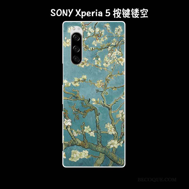 Sony Xperia 5 Coque De Téléphone Étui Fluide Doux Incassable Vintage Vert