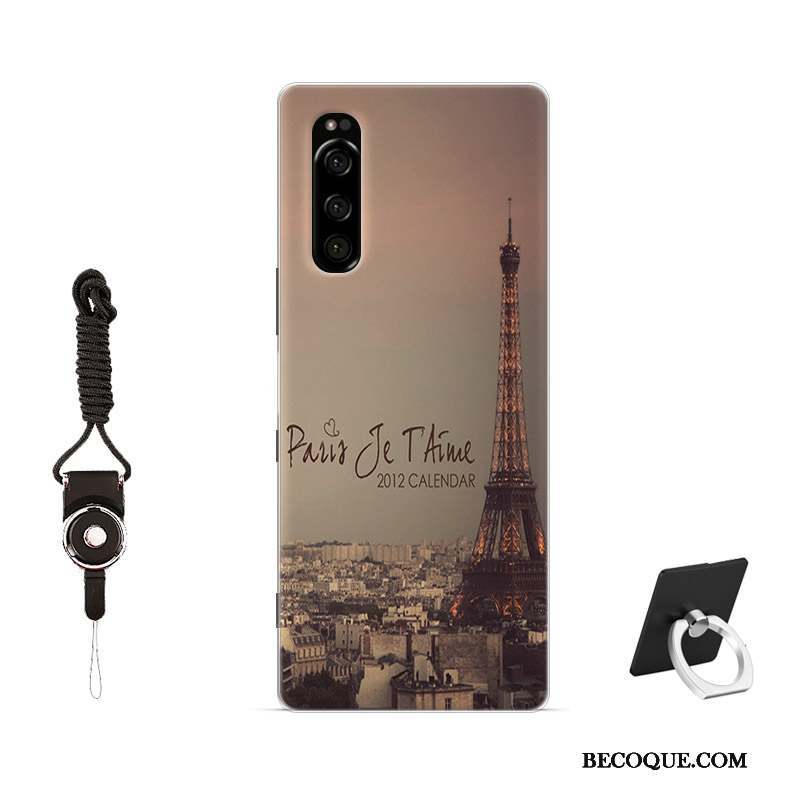 Sony Xperia 5 Coque Tout Compris Silicone Net Rouge Rose Amoureux Incassable