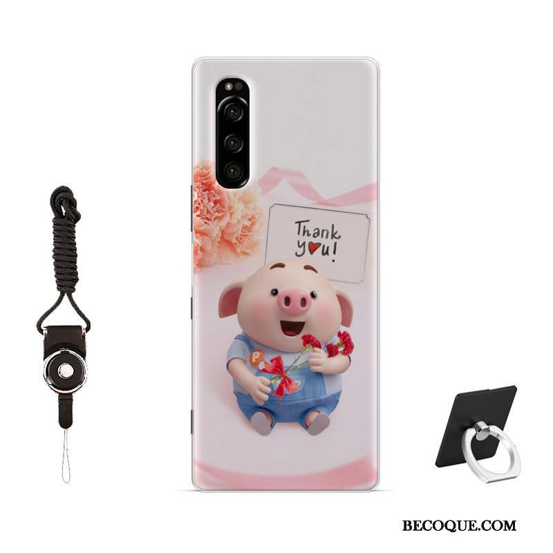 Sony Xperia 5 Coque Tout Compris Silicone Net Rouge Rose Amoureux Incassable