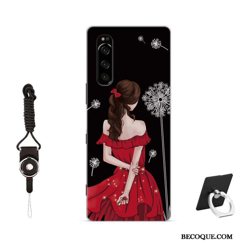 Sony Xperia 5 Coque Tout Compris Silicone Net Rouge Rose Amoureux Incassable