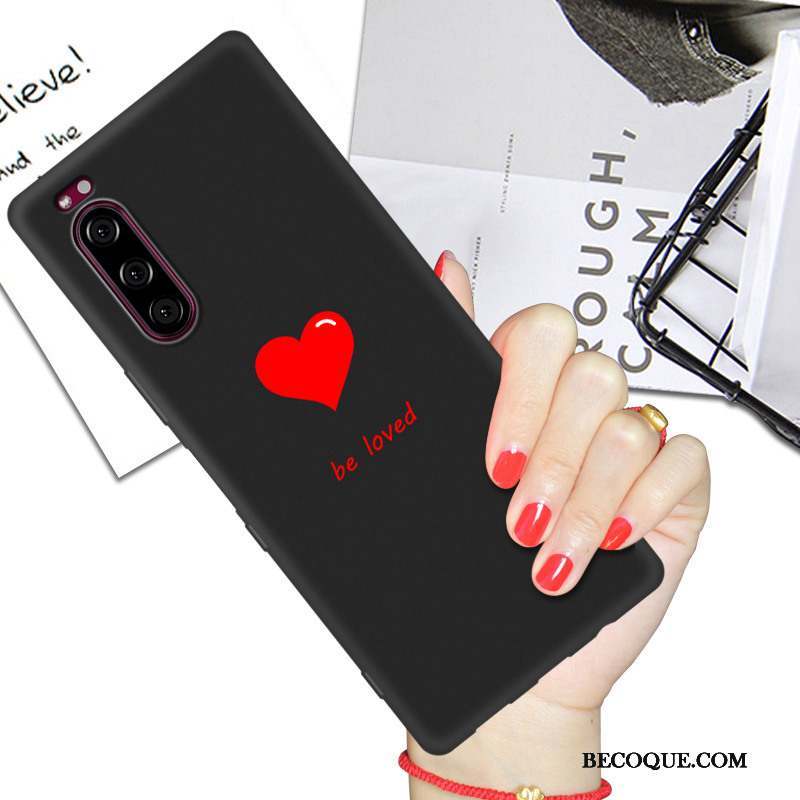 Sony Xperia 5 Coque Étui Net Rouge Silicone Incassable Amoureux Protection