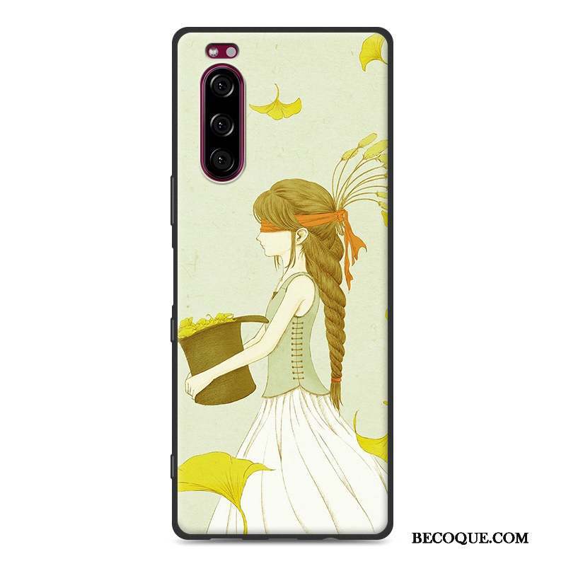 Sony Xperia 5 Protection Fluide Doux Jaune Personnalité Étui Coque