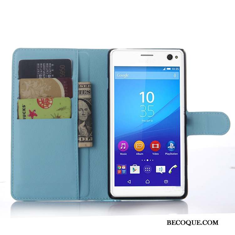 Sony Xperia C4 Protection Coque De Téléphone Bleu Clair Étui En Cuir Portefeuille Téléphone Portable