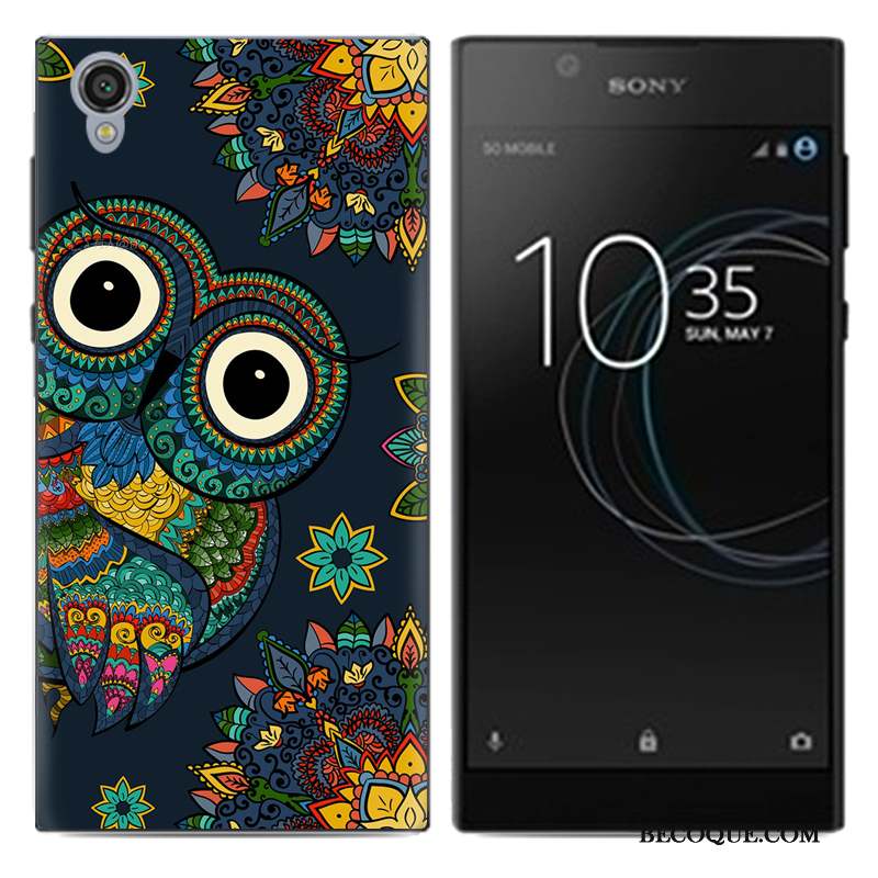 Sony Xperia L1 Coque Fluide Doux Très Mince Bleu Téléphone Portable Étui Dessin Animé