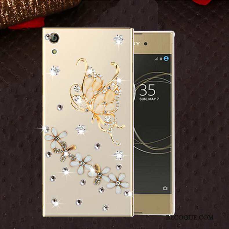 Sony Xperia L1 Or Protection Fluide Doux Coque De Téléphone Étui Strass