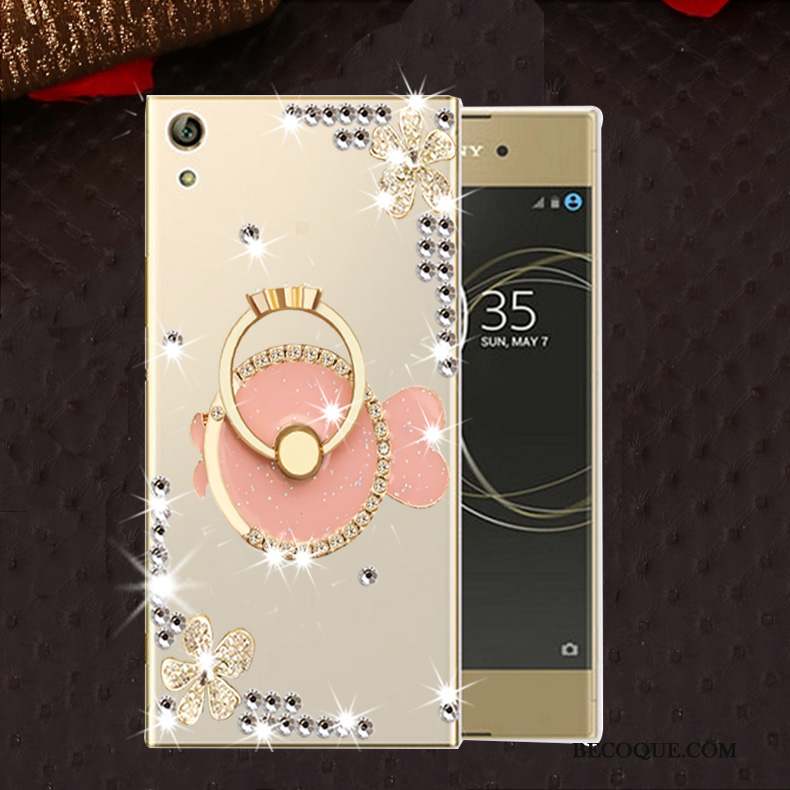 Sony Xperia L1 Or Protection Fluide Doux Coque De Téléphone Étui Strass