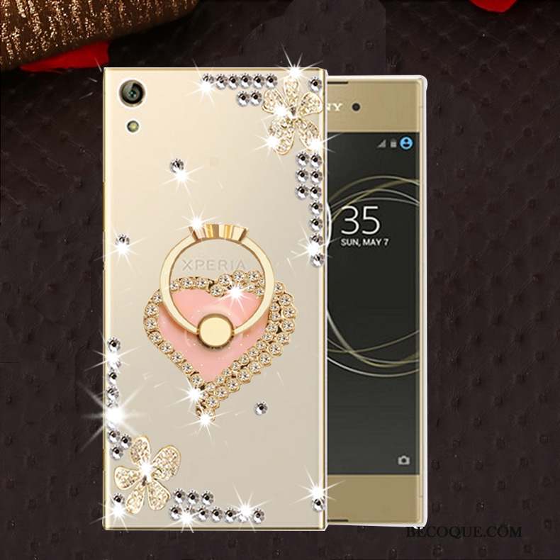 Sony Xperia L1 Or Protection Fluide Doux Coque De Téléphone Étui Strass