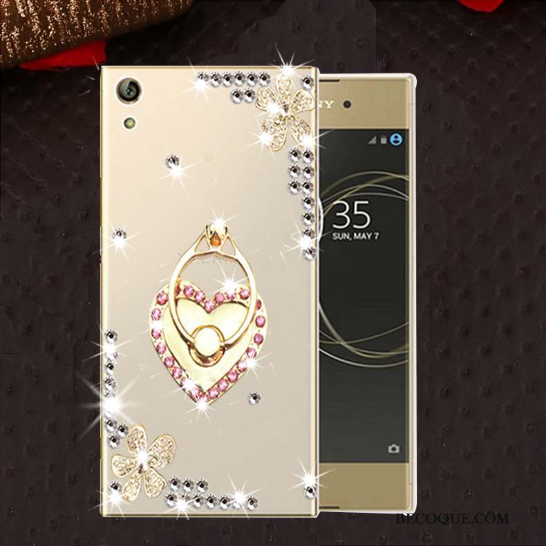 Sony Xperia L1 Or Protection Fluide Doux Coque De Téléphone Étui Strass