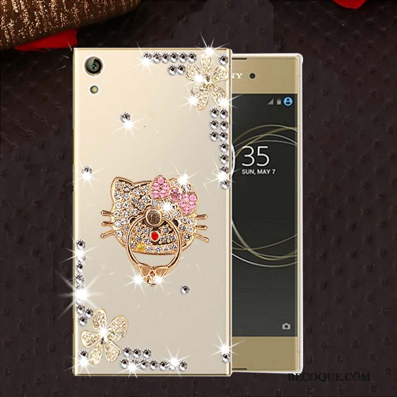 Sony Xperia L1 Or Protection Fluide Doux Coque De Téléphone Étui Strass