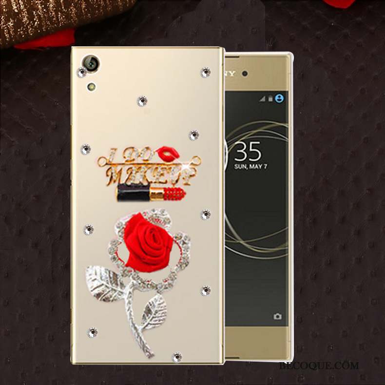 Sony Xperia L1 Or Protection Fluide Doux Coque De Téléphone Étui Strass