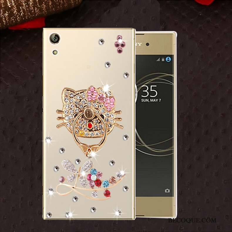 Sony Xperia L1 Or Protection Fluide Doux Coque De Téléphone Étui Strass