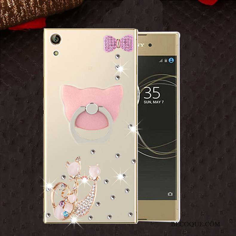 Sony Xperia L1 Or Protection Fluide Doux Coque De Téléphone Étui Strass