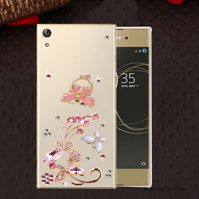 Sony Xperia L1 Or Protection Fluide Doux Coque De Téléphone Étui Strass