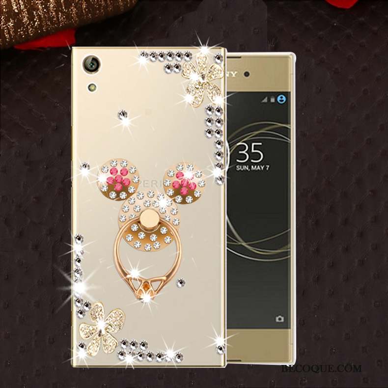 Sony Xperia L1 Or Protection Fluide Doux Coque De Téléphone Étui Strass