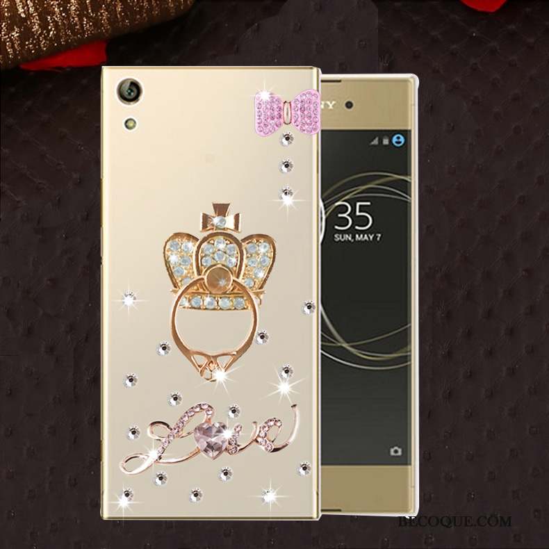 Sony Xperia L1 Or Protection Fluide Doux Coque De Téléphone Étui Strass