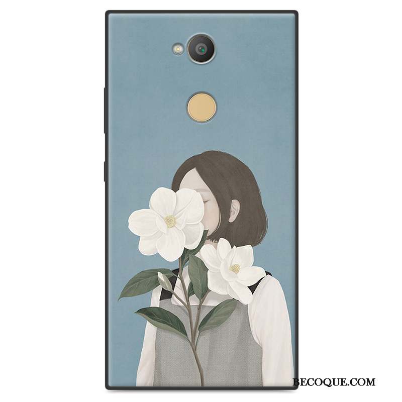 Sony Xperia L2 Fluide Doux Incassable Art Blanc Délavé En Daim Coque De Téléphone