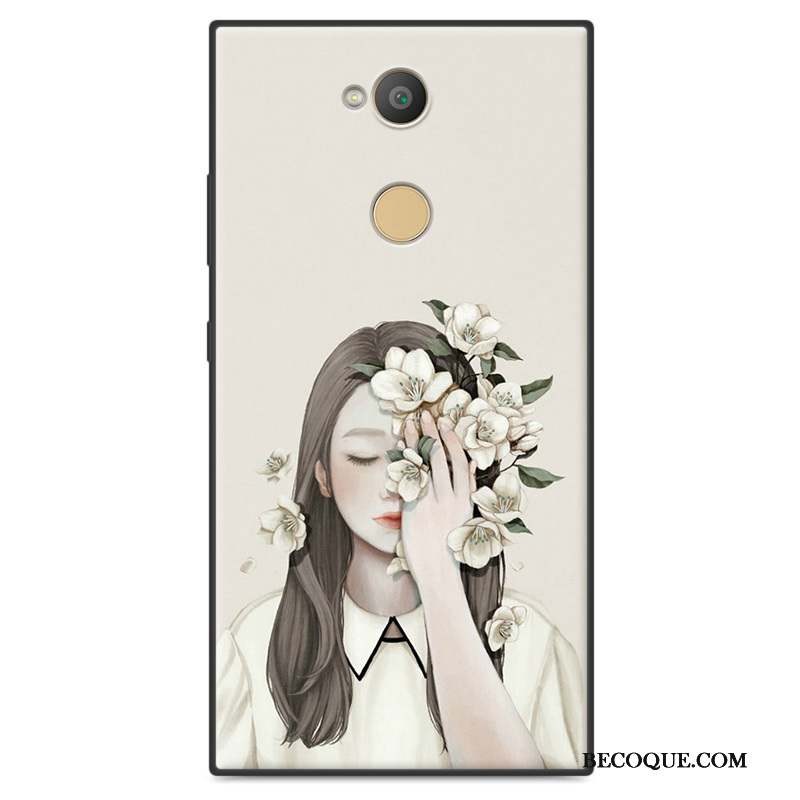 Sony Xperia L2 Fluide Doux Incassable Art Blanc Délavé En Daim Coque De Téléphone