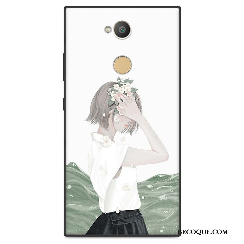 Sony Xperia L2 Fluide Doux Incassable Art Blanc Délavé En Daim Coque De Téléphone