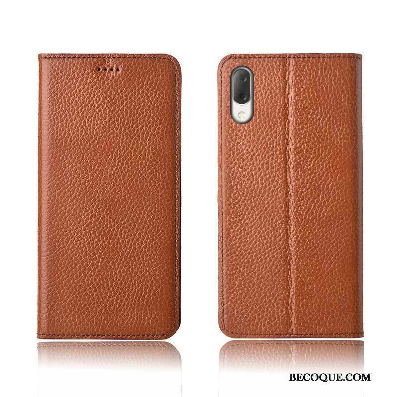 Sony Xperia L3 Coque Étui En Cuir Clamshell Délavé En Daim Cuir Véritable Nouveau Tout Compris