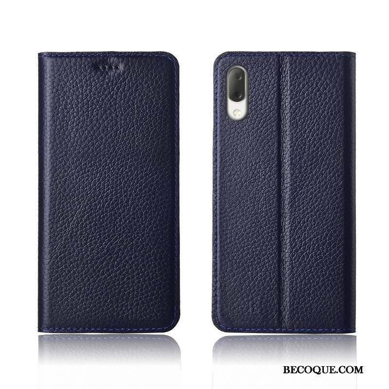 Sony Xperia L3 Coque Étui En Cuir Clamshell Délavé En Daim Cuir Véritable Nouveau Tout Compris