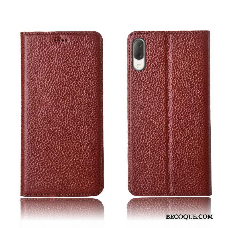 Sony Xperia L3 Coque Étui En Cuir Clamshell Délavé En Daim Cuir Véritable Nouveau Tout Compris