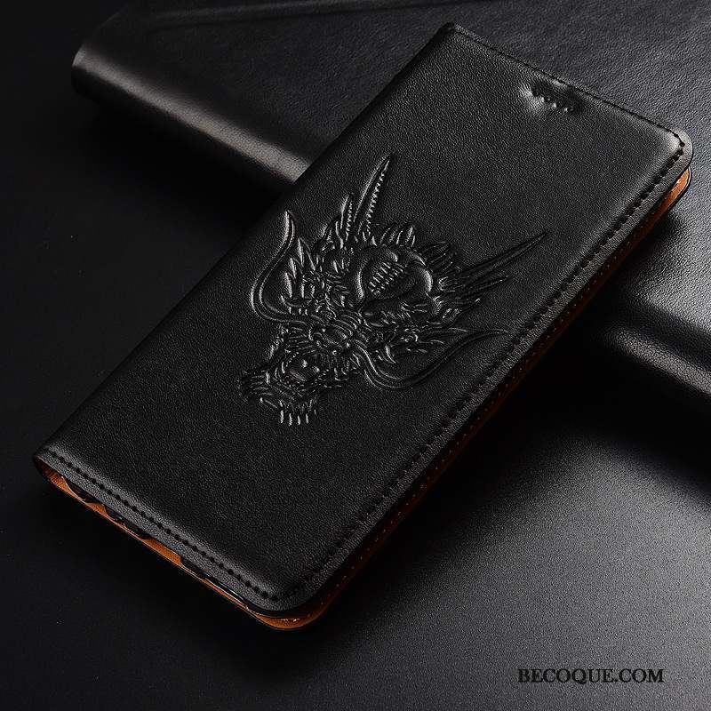 Sony Xperia L3 Modèle Fleurie Étui Coque De Téléphone Cuir Véritable Dragon Protection