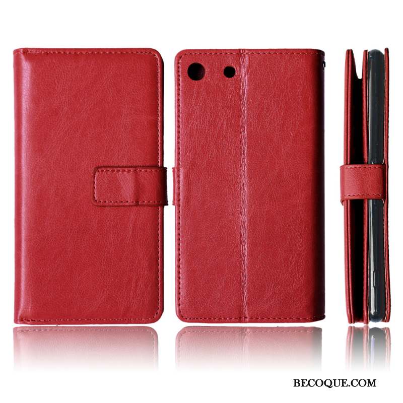 Sony Xperia M5 Dual Coque Carte Téléphone Portable Étui Incassable Rouge Étui En Cuir