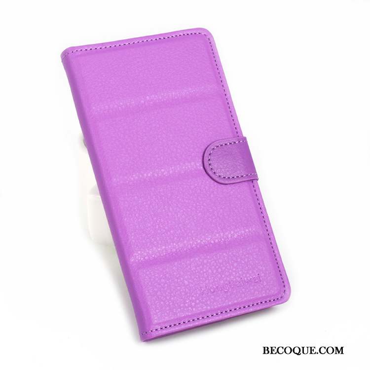 Sony Xperia T2 Noir Violet Litchi Coque Housse Protection