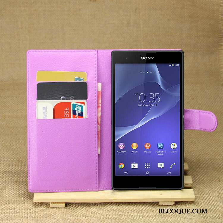 Sony Xperia T3 Téléphone Portable Violet Coque De Téléphone Étui Protection Étui En Cuir