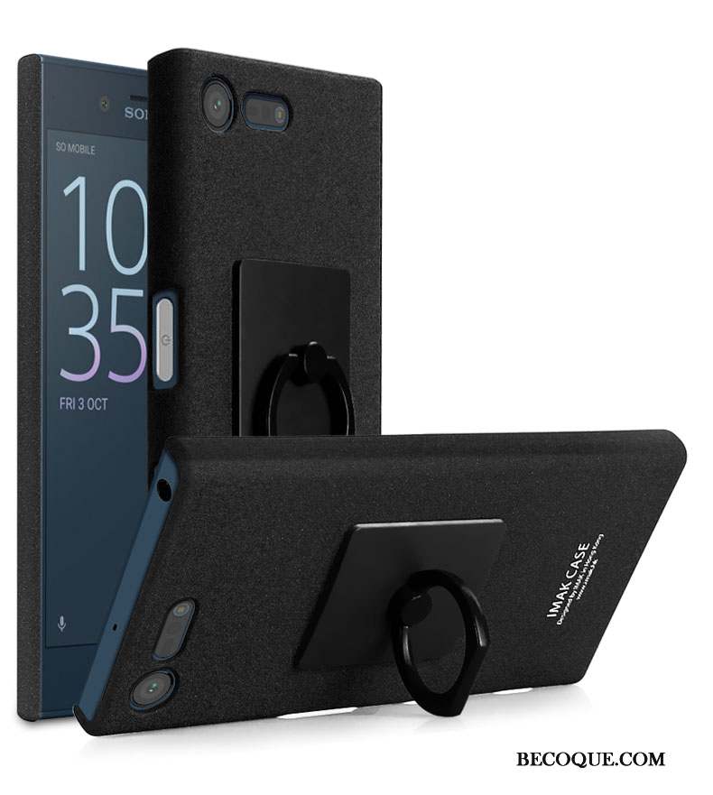 Sony Xperia X Compact Coque Support Anneau Bleu Protection Étui Délavé En Daim