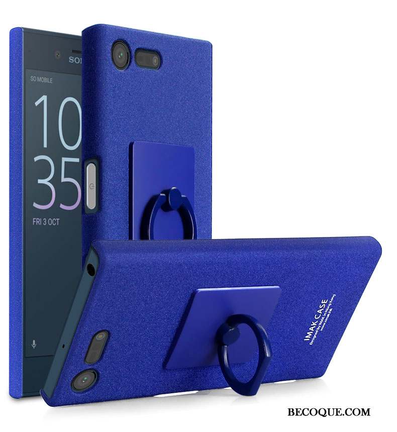 Sony Xperia X Compact Coque Support Anneau Bleu Protection Étui Délavé En Daim