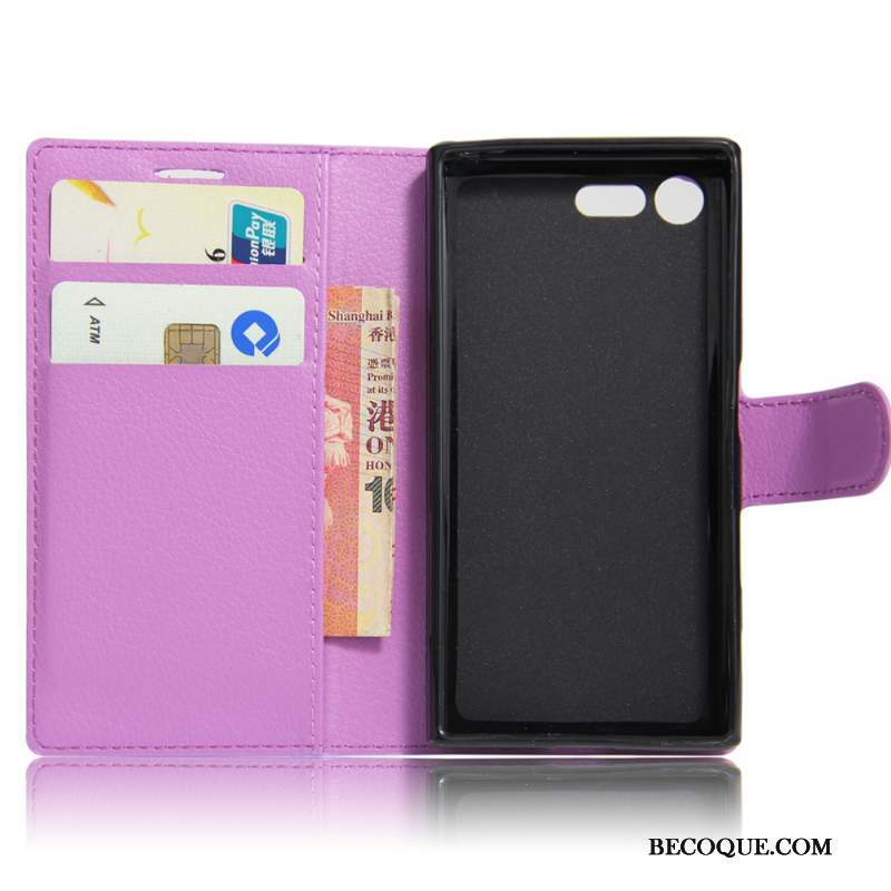 Sony Xperia X Compact Coque Téléphone Portable Bleu Protection Étui En Cuir Violet