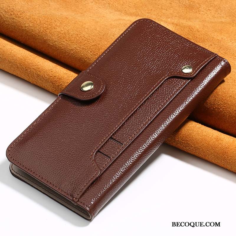 Sony Xperia X Performance Coque Marron Housse Cuir Véritable Incassable Étui Pour