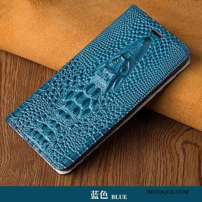 Sony Xperia X Performance Coque Étui En Cuir Housse Cuir Véritable Luxe Protection Bleu