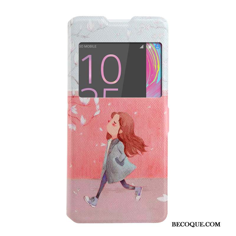 Sony Xperia Xa Coque Peinture Étui En Cuir Dessin Animé Housse Rouge