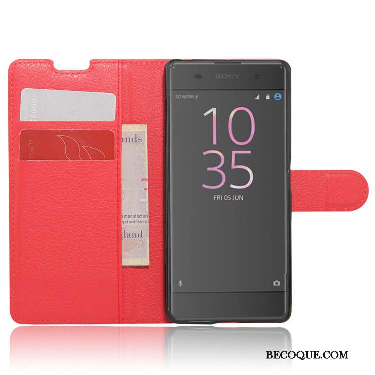 Sony Xperia Xa Rouge Téléphone Portable Étui En Cuir Coque De Téléphone Portefeuille Carte